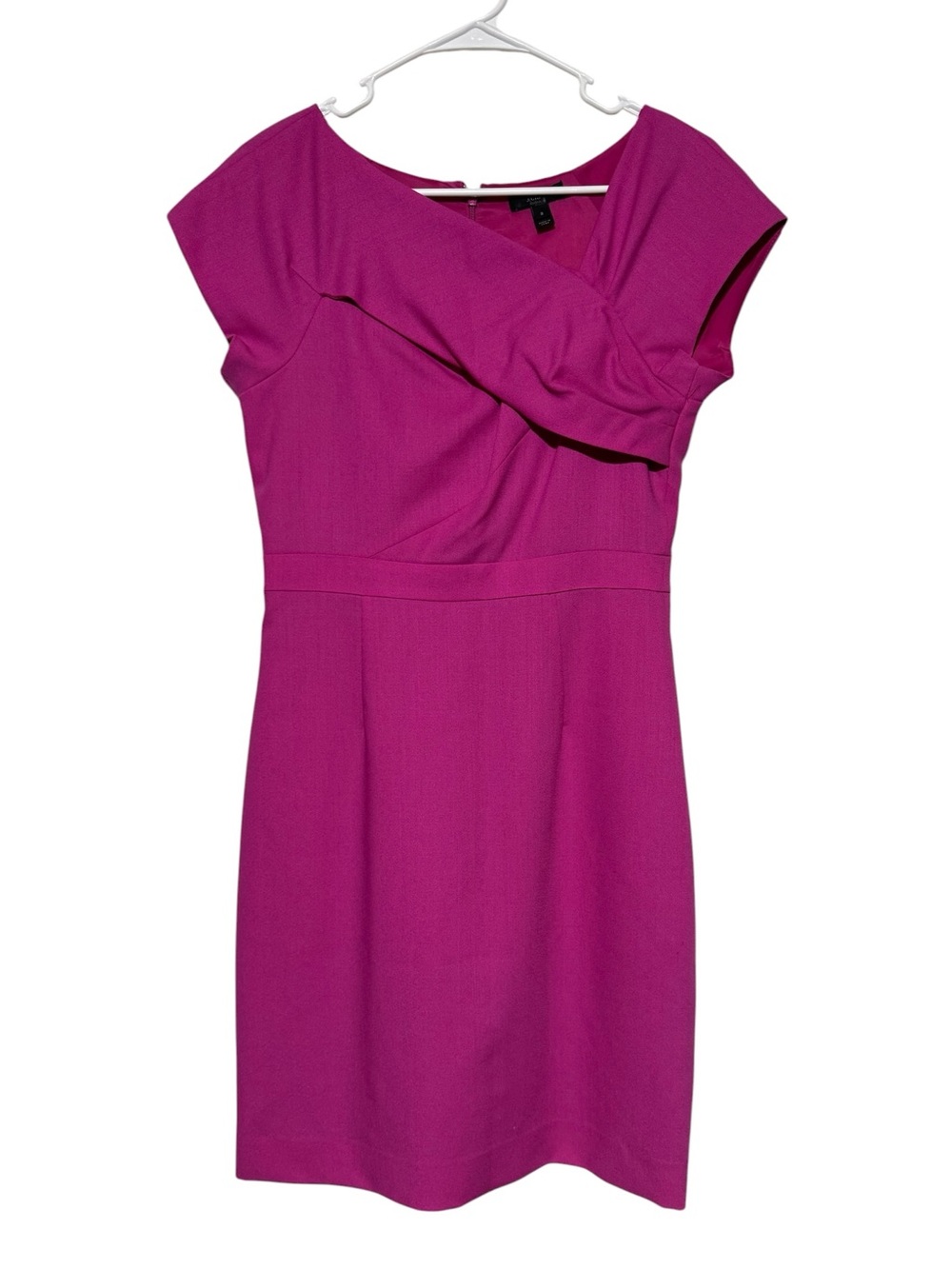 J Crew 100% Wool Dress Size 2 Asymmetric Magenta Pink Old Money Cocktail Office